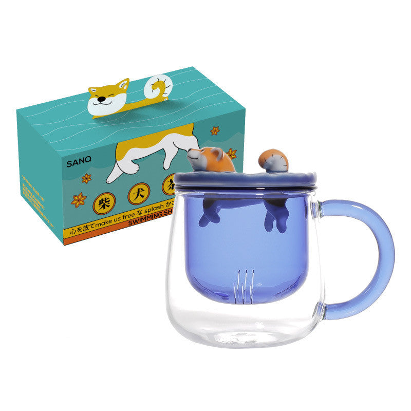 Shiba Inu Heat Resistant Double Layer Glass Tea Cup