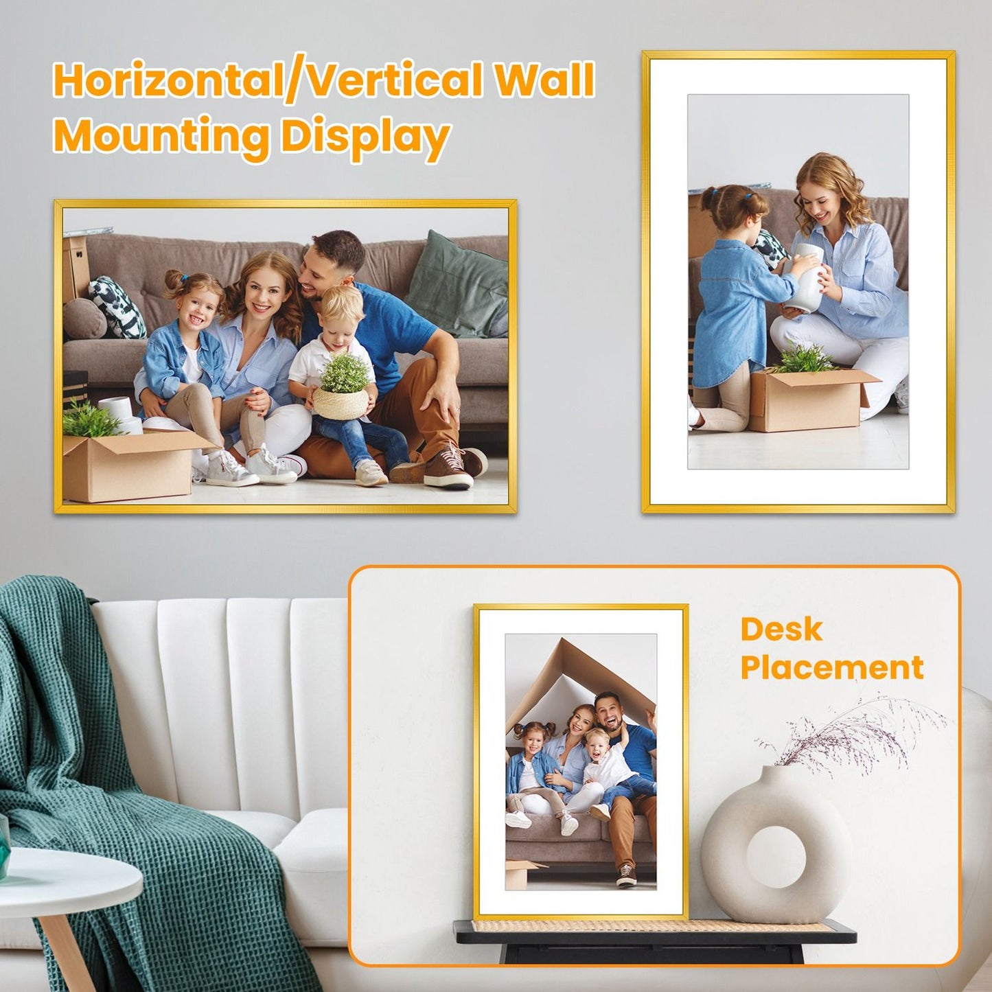 2 Packs 16x24in Picture Frames Wall Gallery Photo Frame Wall Mounted Poster Display Frame for Horizontal Vertical Wall Mounted