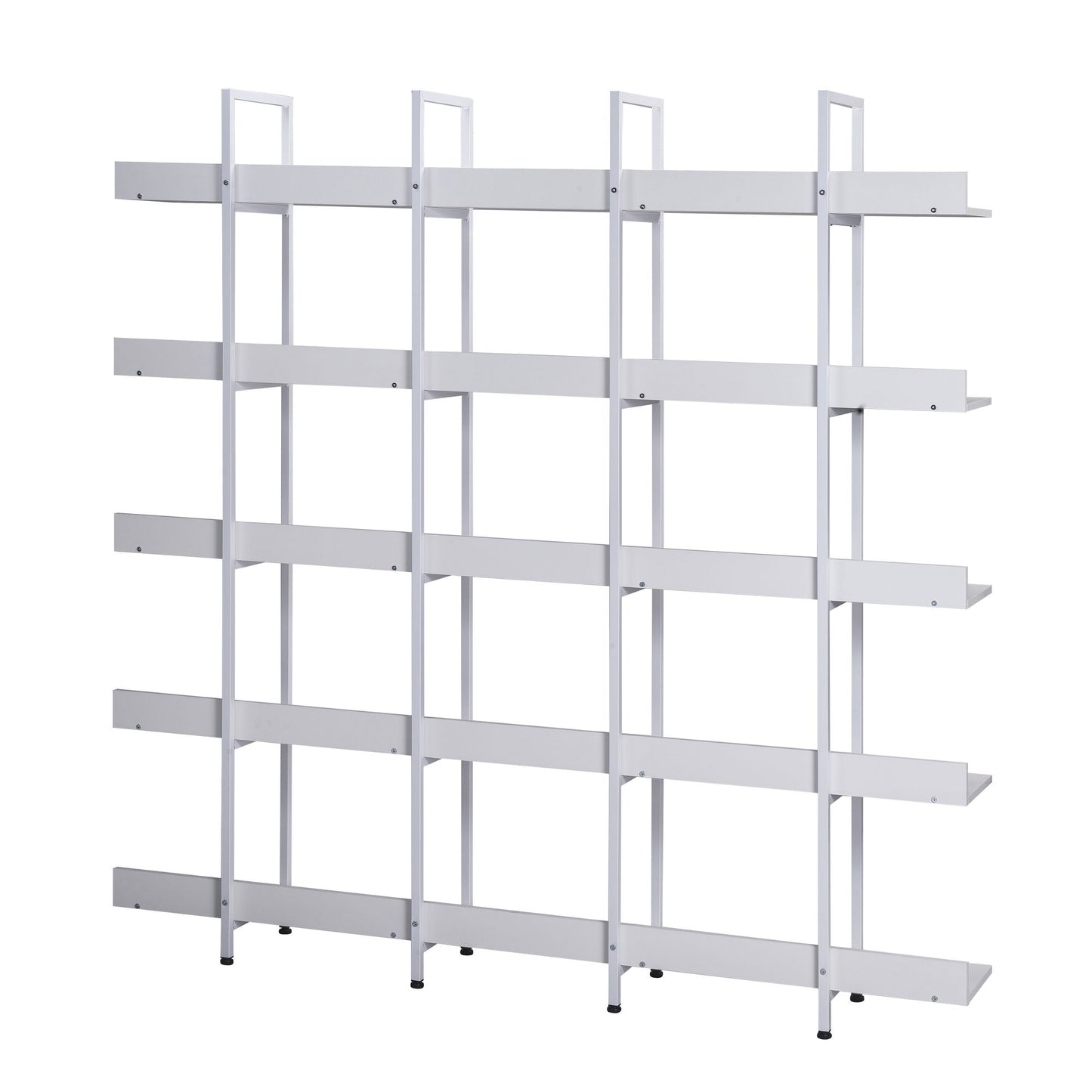 5 Tier Bookcase Home Office Open Bookshelf, Vintage Industrial Style Shelf with Metal Frame, MDF Board