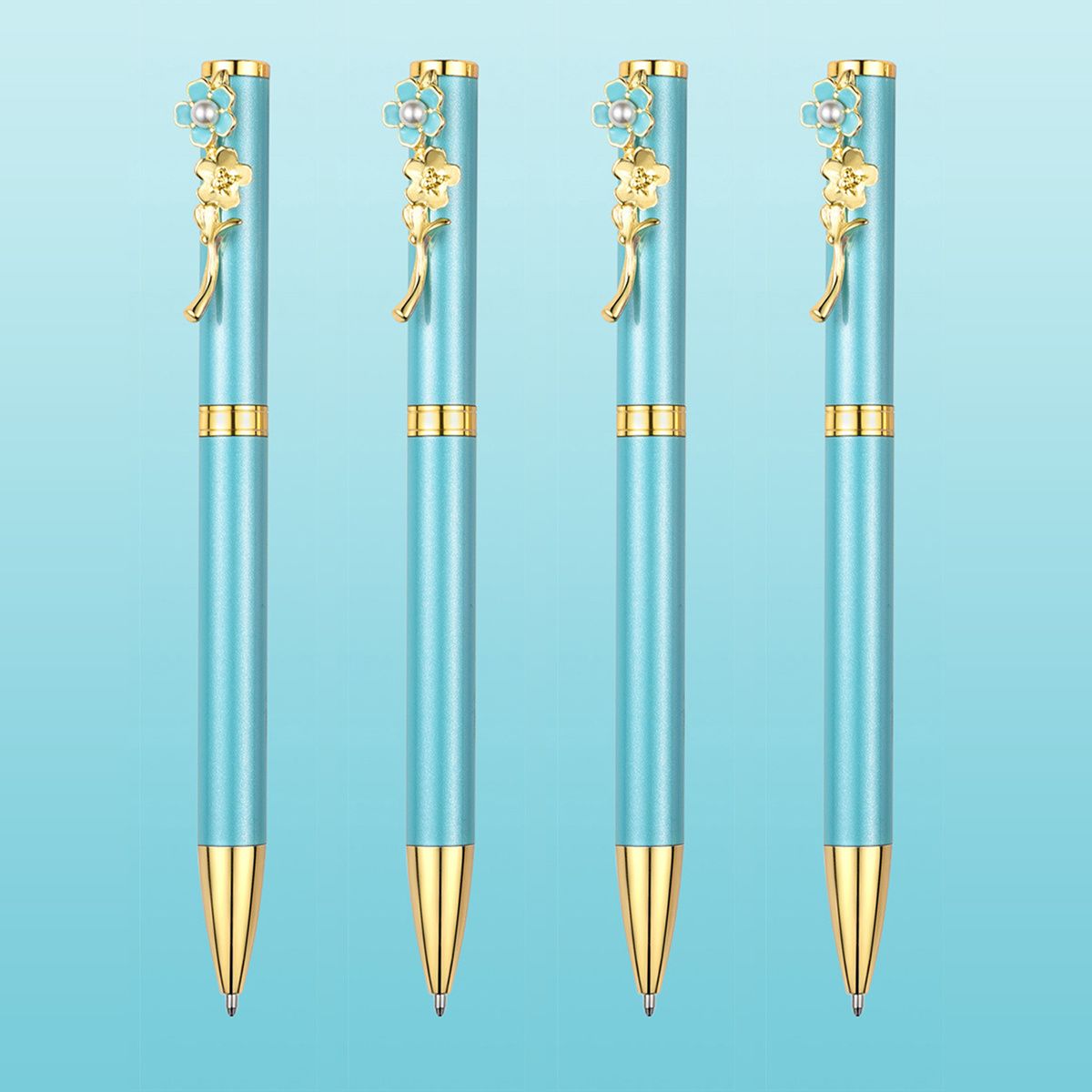 4pcs Ballpoint Pens,Fine Point Smooth Writing Pens,Metal Twist Pretty Pens For Journaling, 1.0 Mm Medium Point Black Ink Cute Pens,Office Supplies Fancy Pen Sets For Women&Men Gift