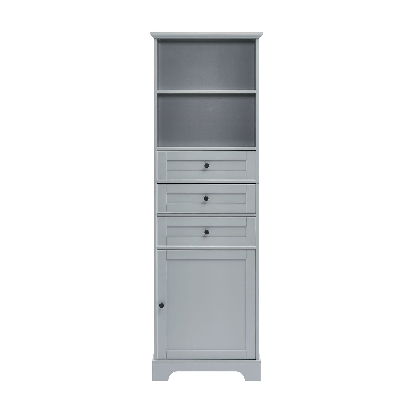 Tall Storage Cabinet with 3 Drawers and Adjustable Shelves for Bathroom; Kitchen and Living Room; MDF Board with Painted Finish
