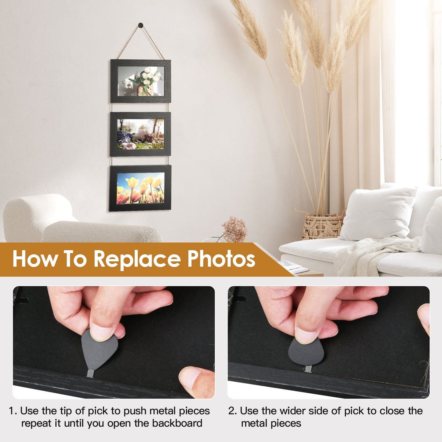 Wall Hanging Picture Collage Frame Wall Decor Without Mat Rustic Style Wood Photo Frame Display