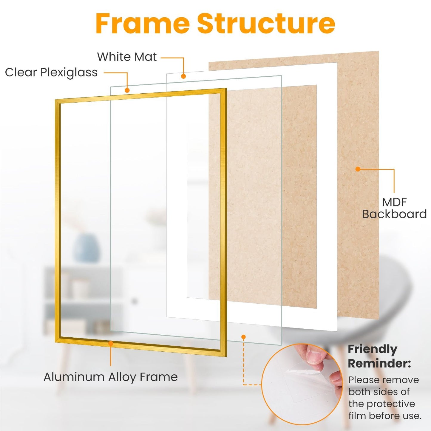 2 Packs 16x24in Picture Frames Wall Gallery Photo Frame Wall Mounted Poster Display Frame for Horizontal Vertical Wall Mounted