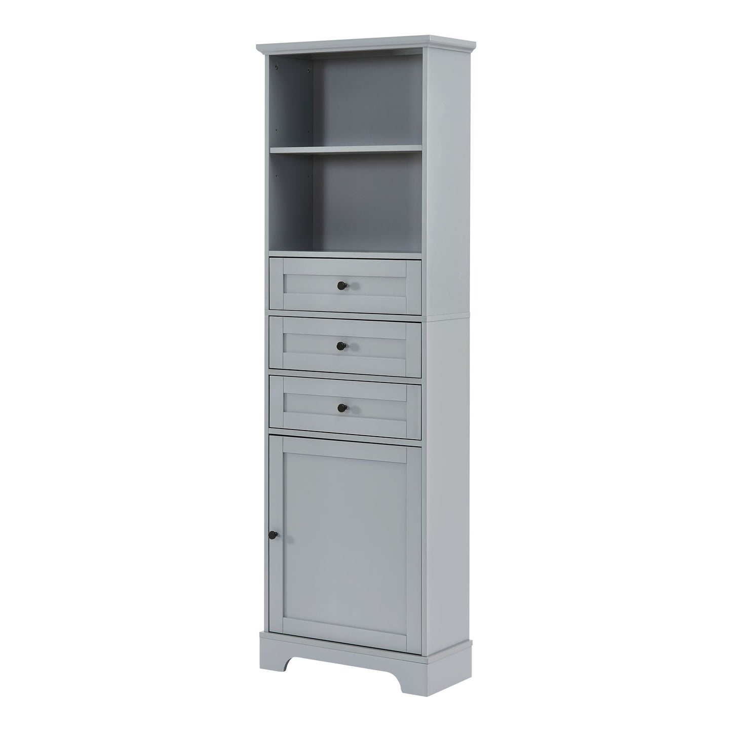 Tall Storage Cabinet with 3 Drawers and Adjustable Shelves for Bathroom; Kitchen and Living Room; MDF Board with Painted Finish