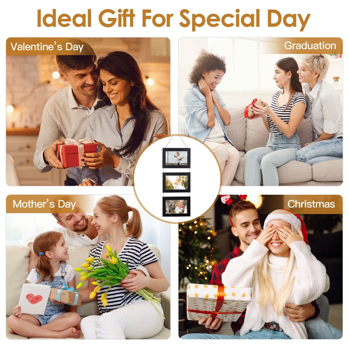 Wall Hanging Picture Collage Frame Wall Decor Without Mat Rustic Style Wood Photo Frame Display