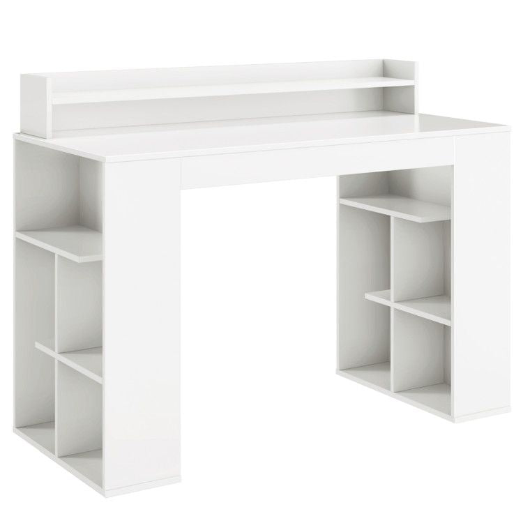Office Computer Desk with Dual 3 Tier Bookshelf and Monitor Shelf
