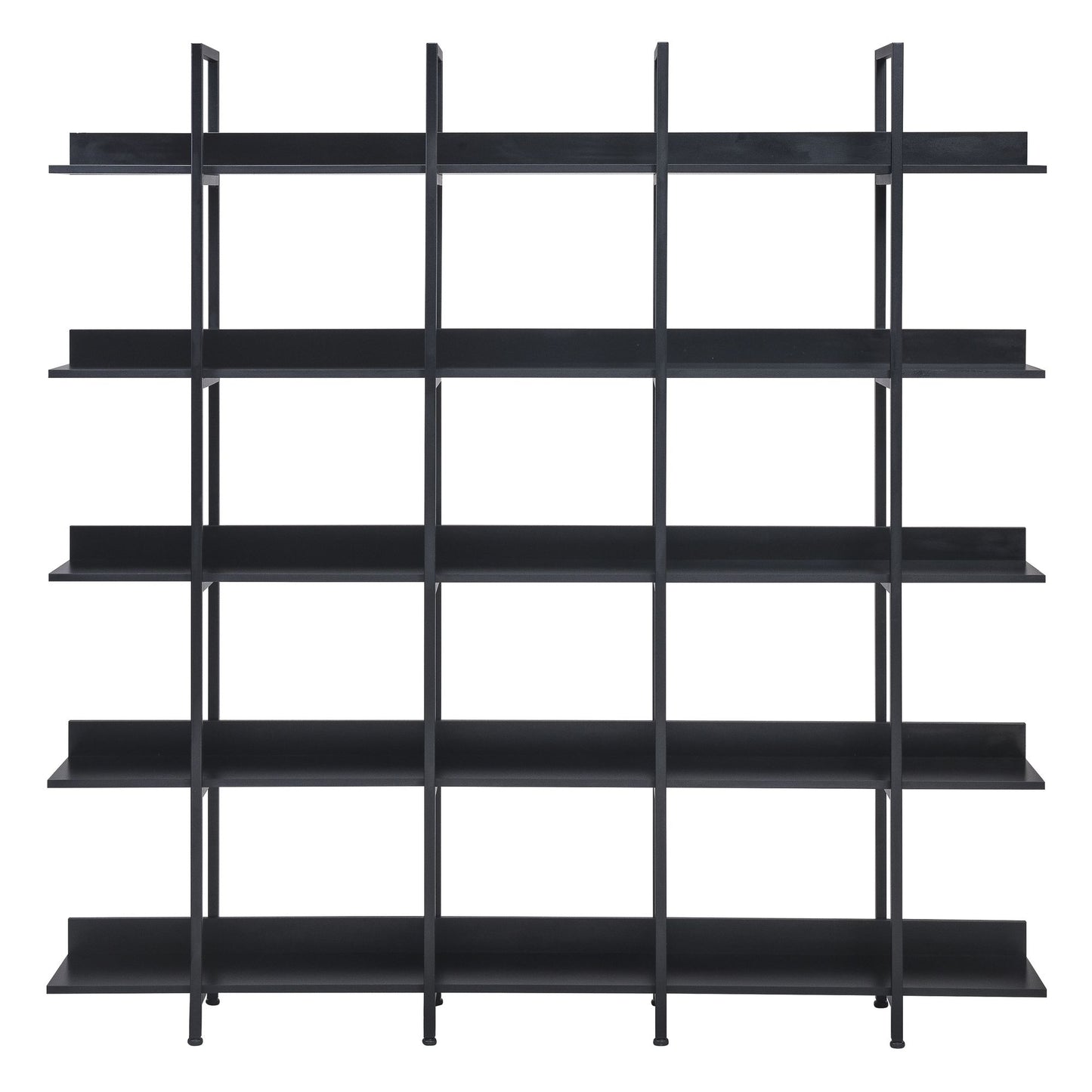 5 Tier Bookcase Home Office Open Bookshelf, Vintage Industrial Style Shelf with Metal Frame, MDF Board