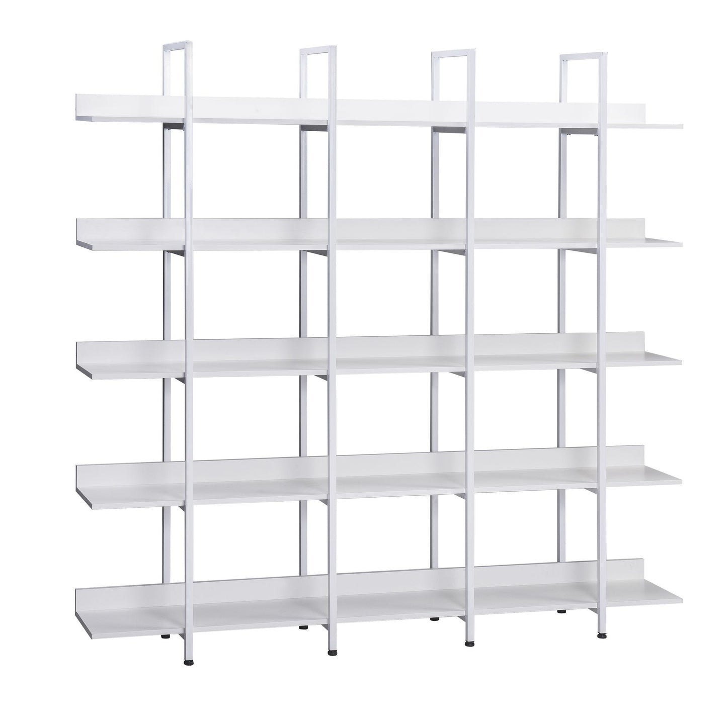 5 Tier Bookcase Home Office Open Bookshelf, Vintage Industrial Style Shelf with Metal Frame, MDF Board