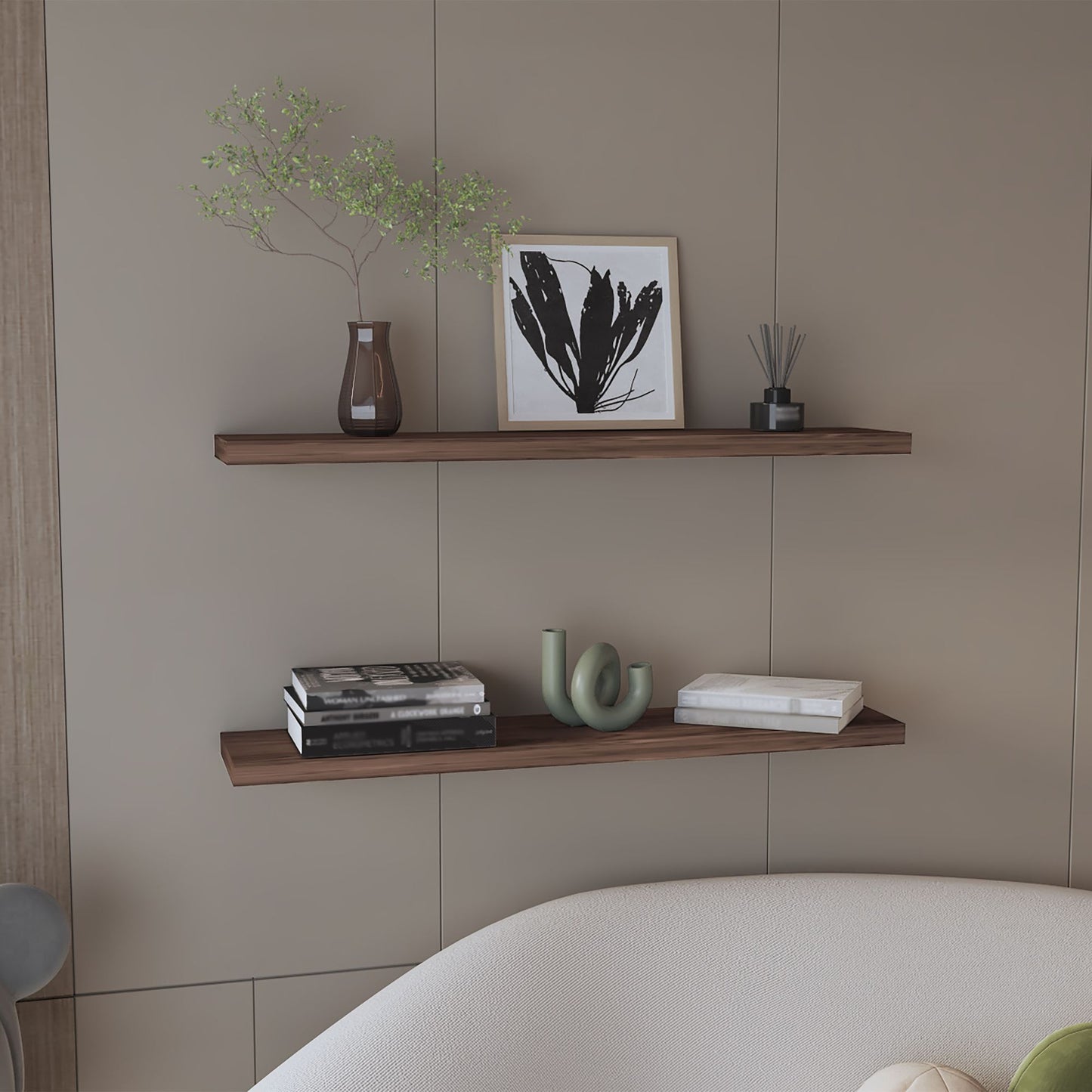Ecco 47" Wide Floating Shelves Set of 2, Shelves for Wall Decor for Bedroom, Bathroom Storage Shelves, Book Shelves for Living Room