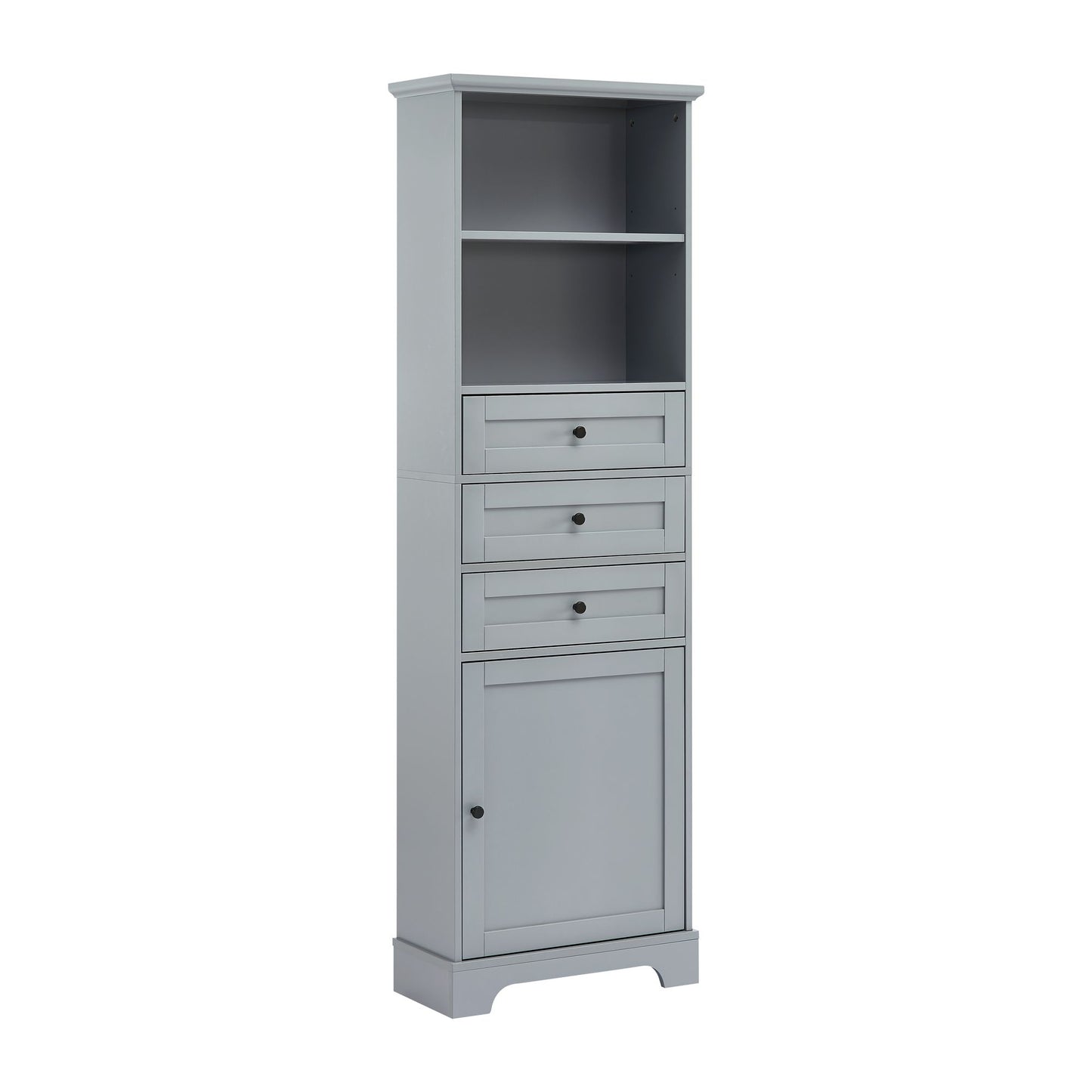 Tall Storage Cabinet with 3 Drawers and Adjustable Shelves for Bathroom; Kitchen and Living Room; MDF Board with Painted Finish