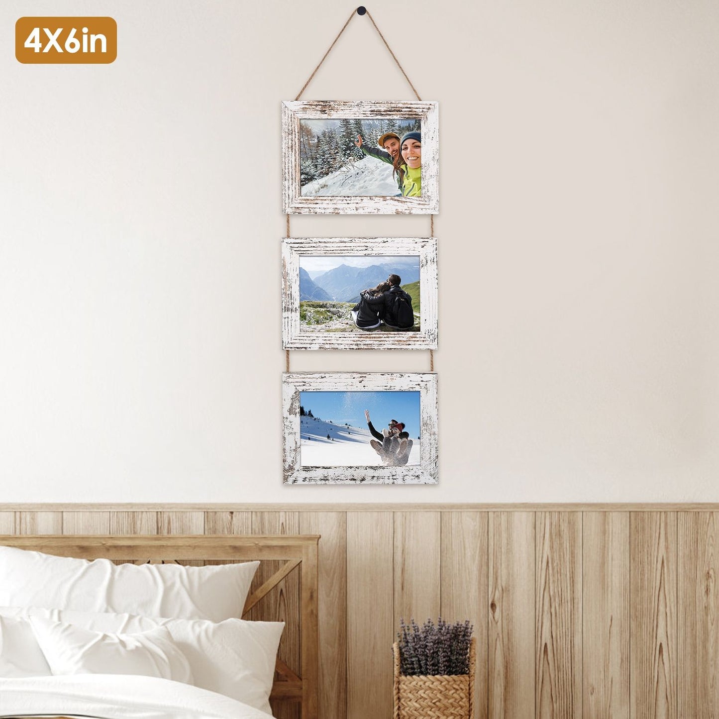 Wall Hanging Picture Collage Frame Wall Decor Without Mat Rustic Style Wood Photo Frame Display