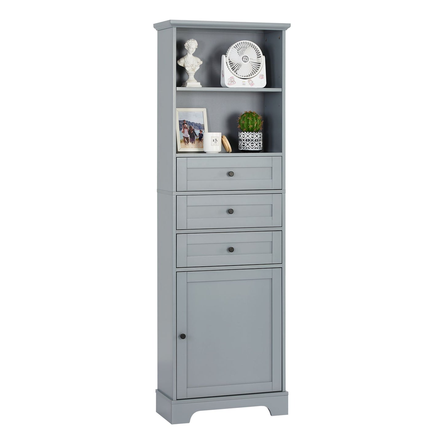Tall Storage Cabinet with 3 Drawers and Adjustable Shelves for Bathroom; Kitchen and Living Room; MDF Board with Painted Finish