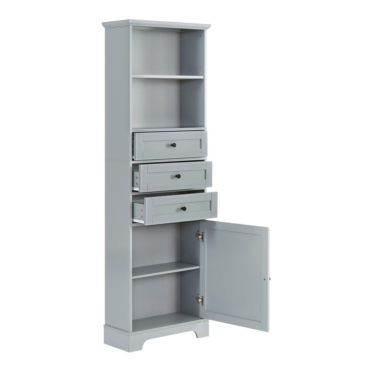 Tall Storage Cabinet with 3 Drawers and Adjustable Shelves for Bathroom; Kitchen and Living Room; MDF Board with Painted Finish