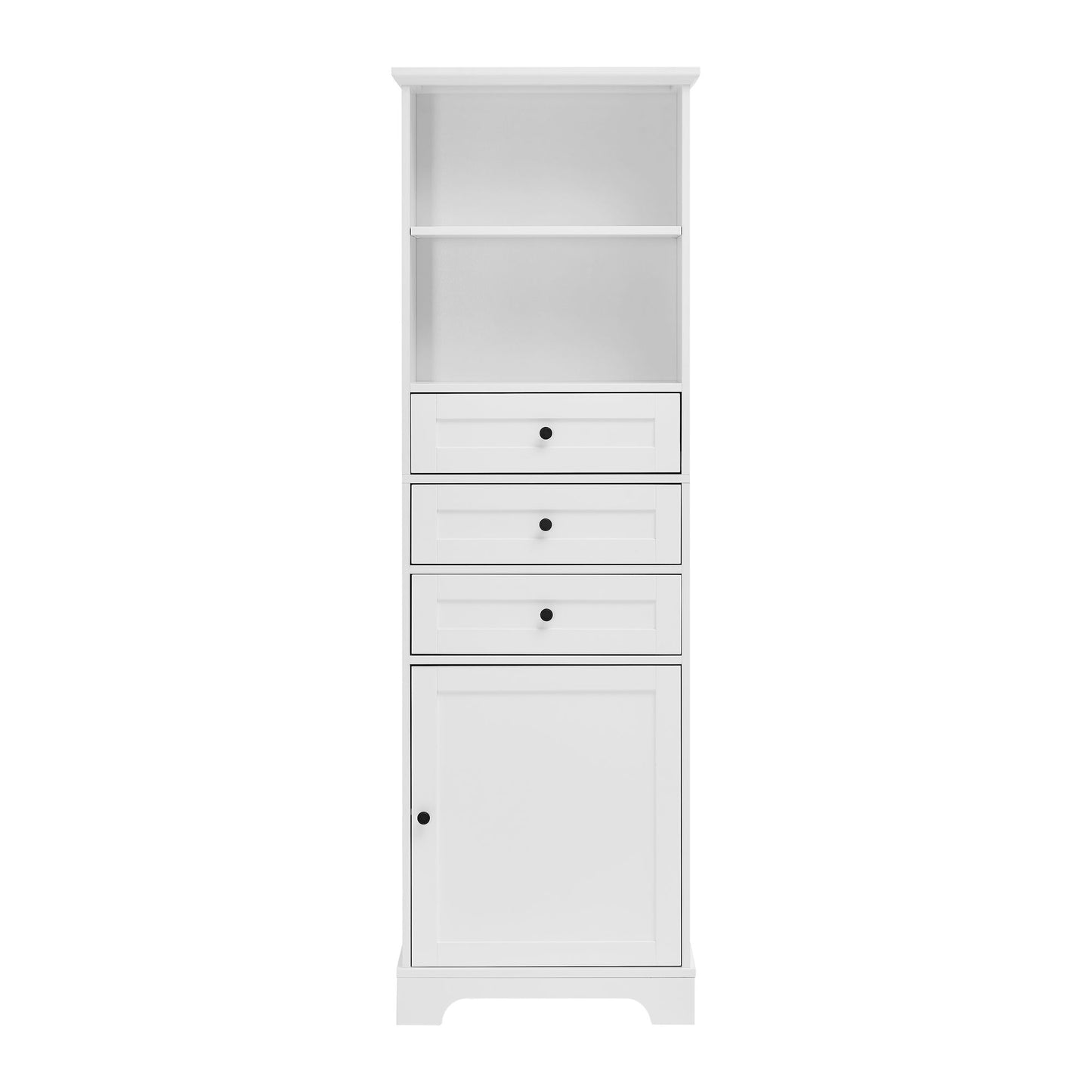 Tall Storage Cabinet with 3 Drawers and Adjustable Shelves for Bathroom; Kitchen and Living Room; MDF Board with Painted Finish