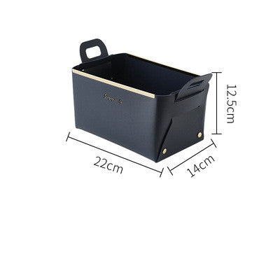 Nordic Desktop PU Leather Large Storage Box Folding Living Room Bedroom Sundries Jewelry Key Tray Decor Cosmetic Storage Baskets