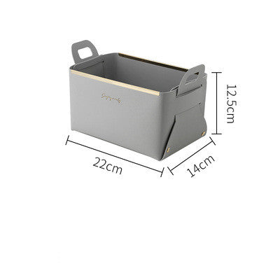 Nordic Desktop PU Leather Large Storage Box Folding Living Room Bedroom Sundries Jewelry Key Tray Decor Cosmetic Storage Baskets