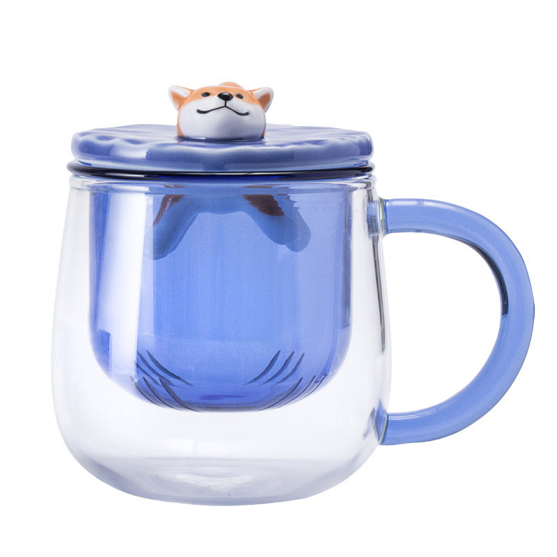 Shiba Inu Heat Resistant Double Layer Glass Tea Cup
