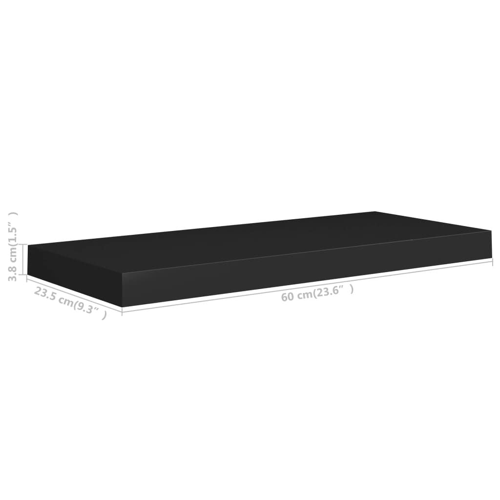 Floating Wall Shelves 2 pcs Black 23.6"x9.3"x1.5" MDF