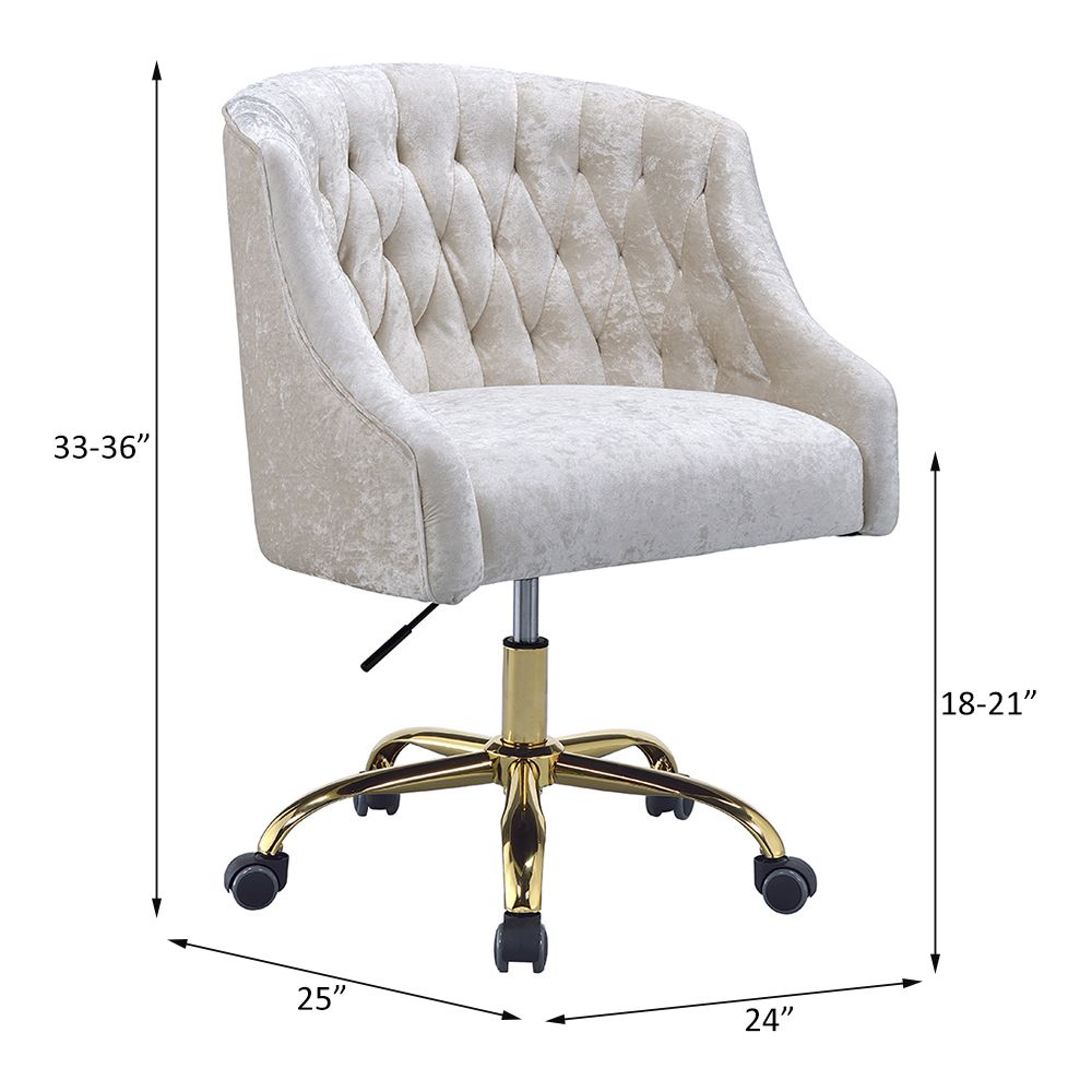 Levian Vintage Cream Velvet & Gold Finish Office Chair