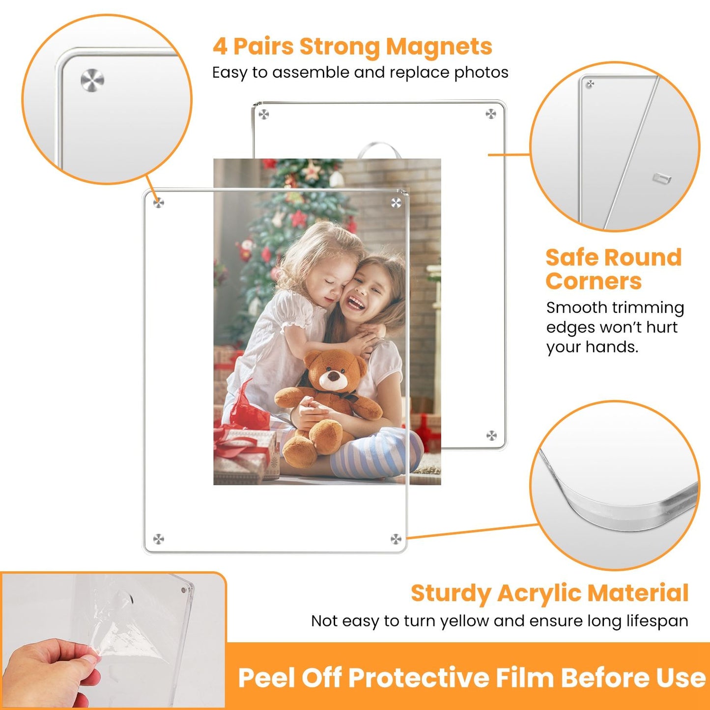 4Pcs Acrylic Photo Frames 5x7In Photo Display Vertically Horizontally Free Standing Desktop Picture Frame