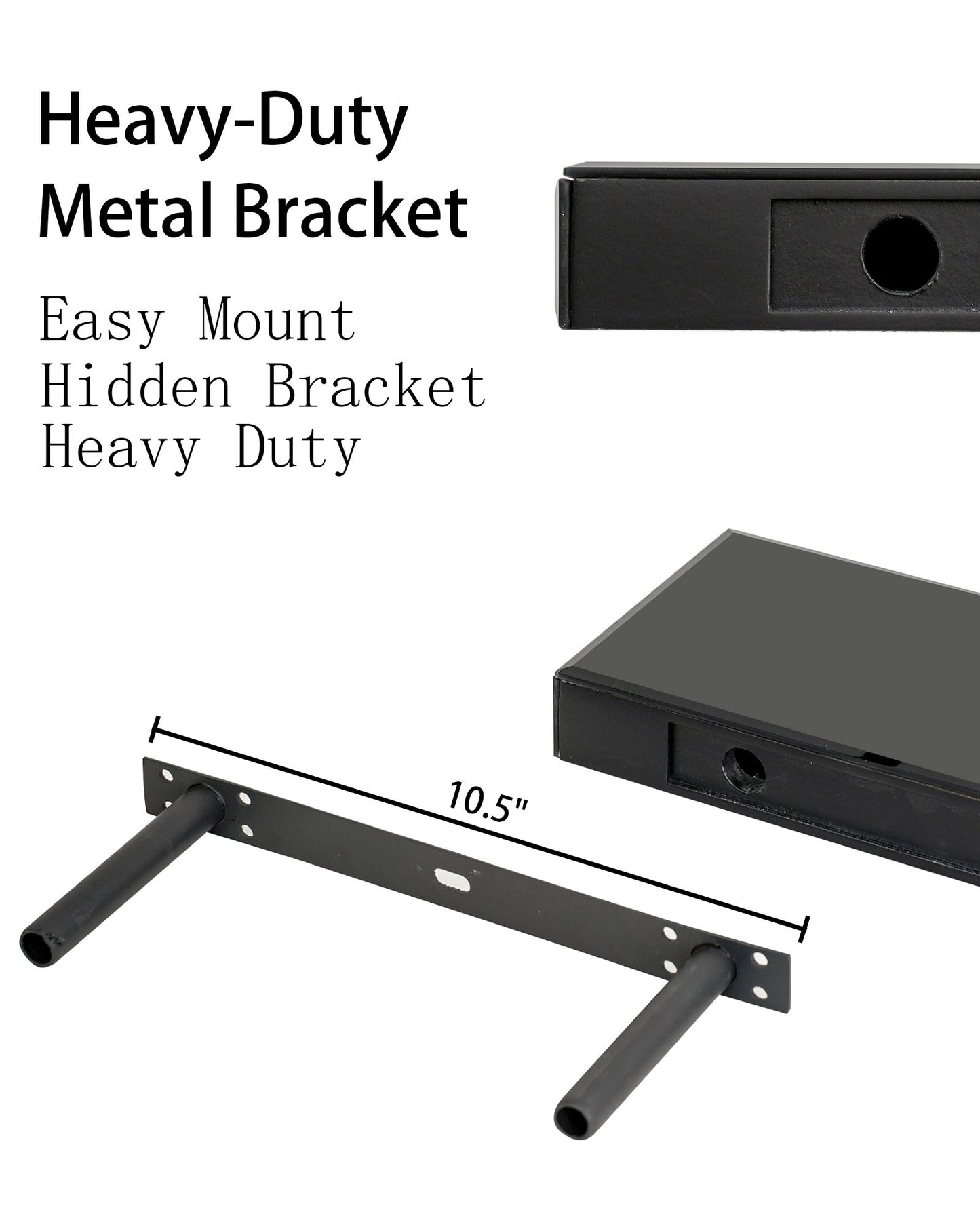 3 Piece Black Floating Shelf