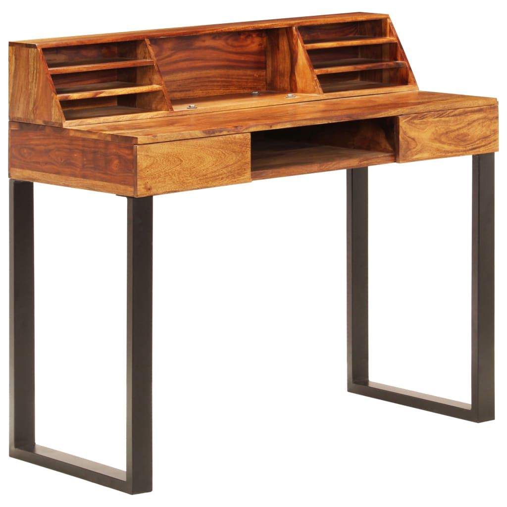 Desk 43.3"x19.7"x37" Solid Sheesham Wood and Steel