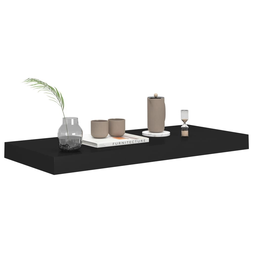 Floating Wall Shelves 2 pcs Black 23.6"x9.3"x1.5" MDF