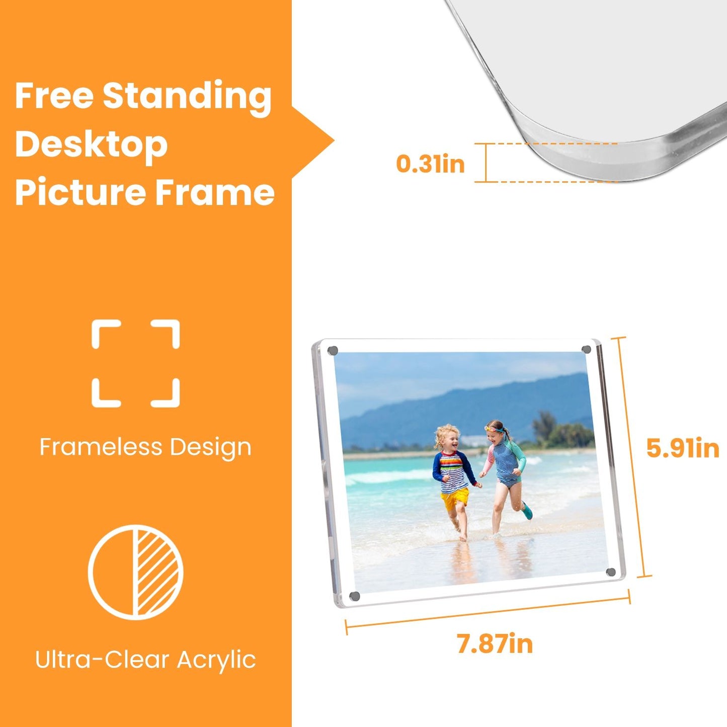 4Pcs Acrylic Photo Frames 5x7In Photo Display Vertically Horizontally Free Standing Desktop Picture Frame