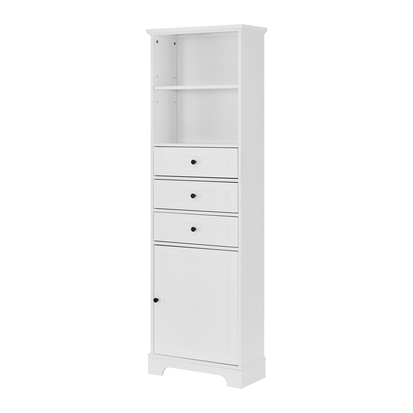 Tall Storage Cabinet with 3 Drawers and Adjustable Shelves for Bathroom;  Kitchen and Living Room;  MDF Board with Painted Finish