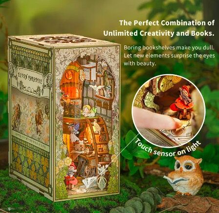 CuteBee 3D Wooden Dollhouse Elven Paradise Handmade Craft with LED Night Light Building Model Toys Book Nook Kit, DIY Dollhouse Bookshelf Insert Decor Alley