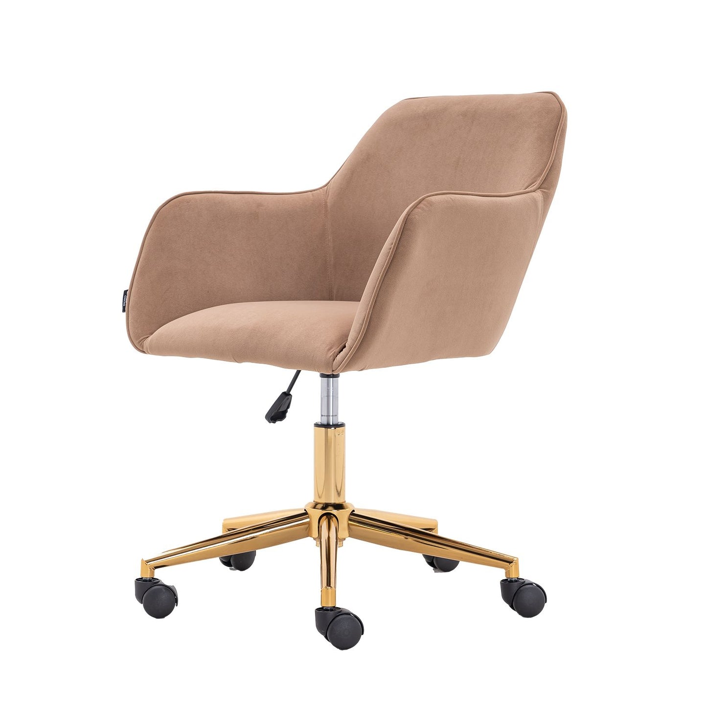 Modern Velvet Fabric Material Adjustable Height 360 revolving Home Office Chair with Gold Metal Legs and Universal Wheels for Indoor