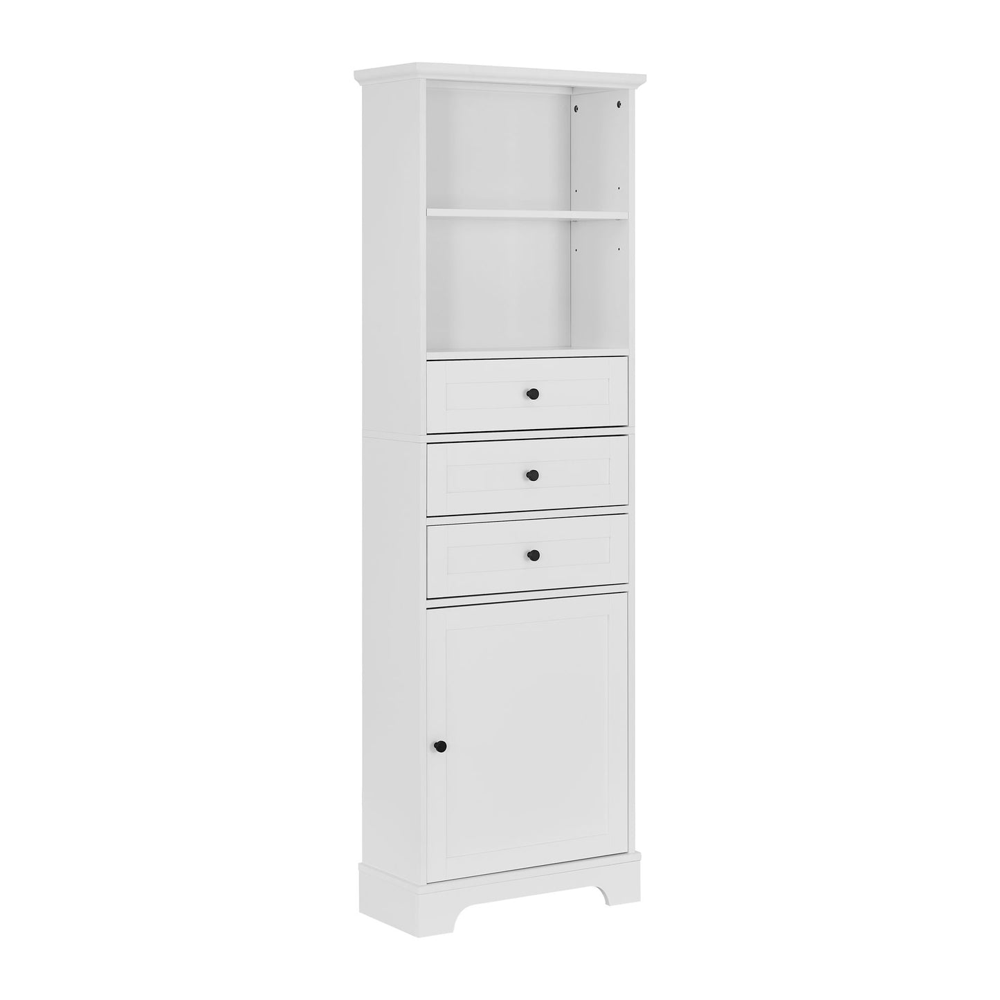 Tall Storage Cabinet with 3 Drawers and Adjustable Shelves for Bathroom;  Kitchen and Living Room;  MDF Board with Painted Finish