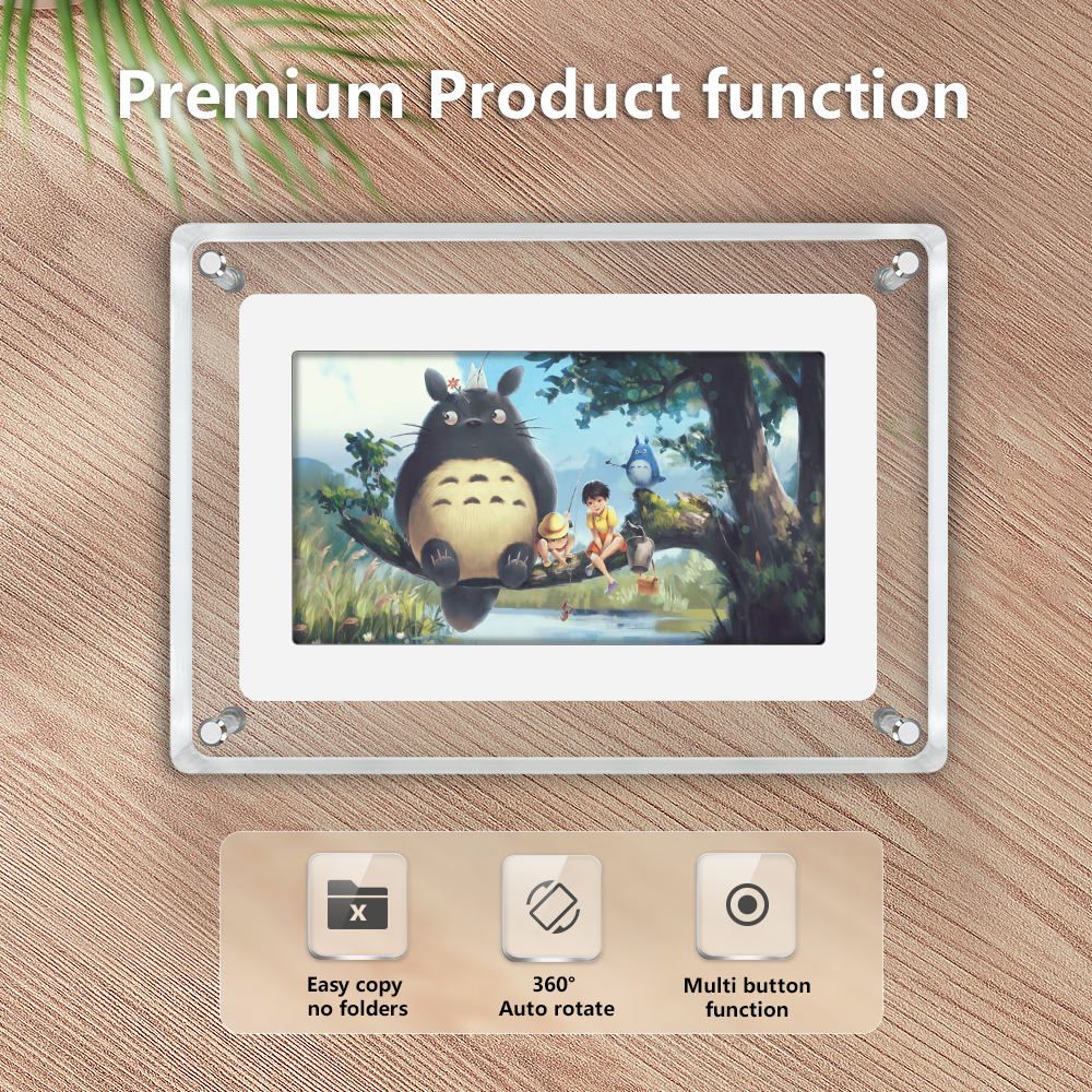 7-inch Digital Picture Frame,Acrylic Video Frame with Auto Rotate Playback, 2GB Internal Memory and 1500mAh Battery, Supports 1024 * 600 Resolution, Ideal Desktop Decorations