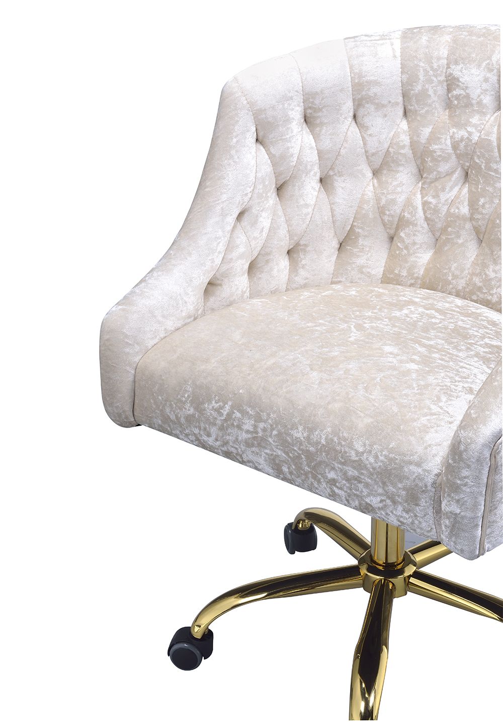 Levian Vintage Cream Velvet & Gold Finish Office Chair