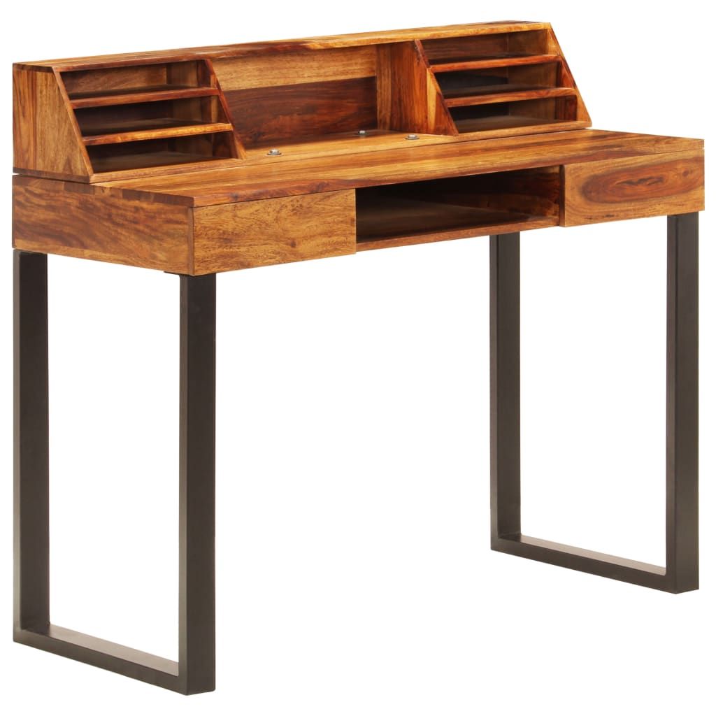 Desk 43.3"x19.7"x37" Solid Sheesham Wood and Steel