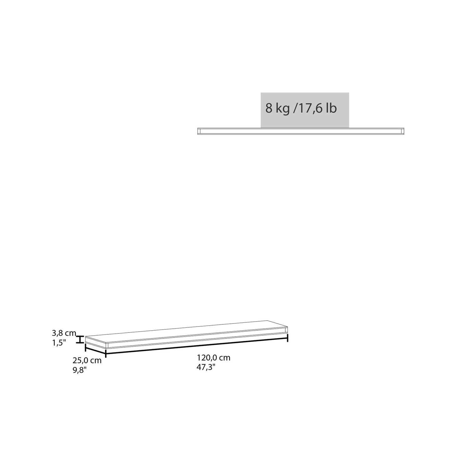 Ecco 47" Wide Floating Shelves Set of 2, Shelves for Wall Decor for Bedroom, Bathroom Storage Shelves, Book Shelves for Living Room