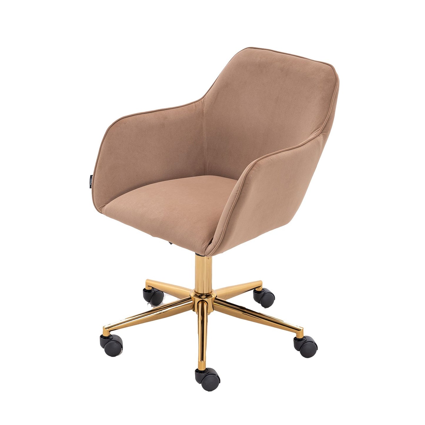 Modern Velvet Fabric Material Adjustable Height 360 revolving Home Office Chair with Gold Metal Legs and Universal Wheels for Indoor