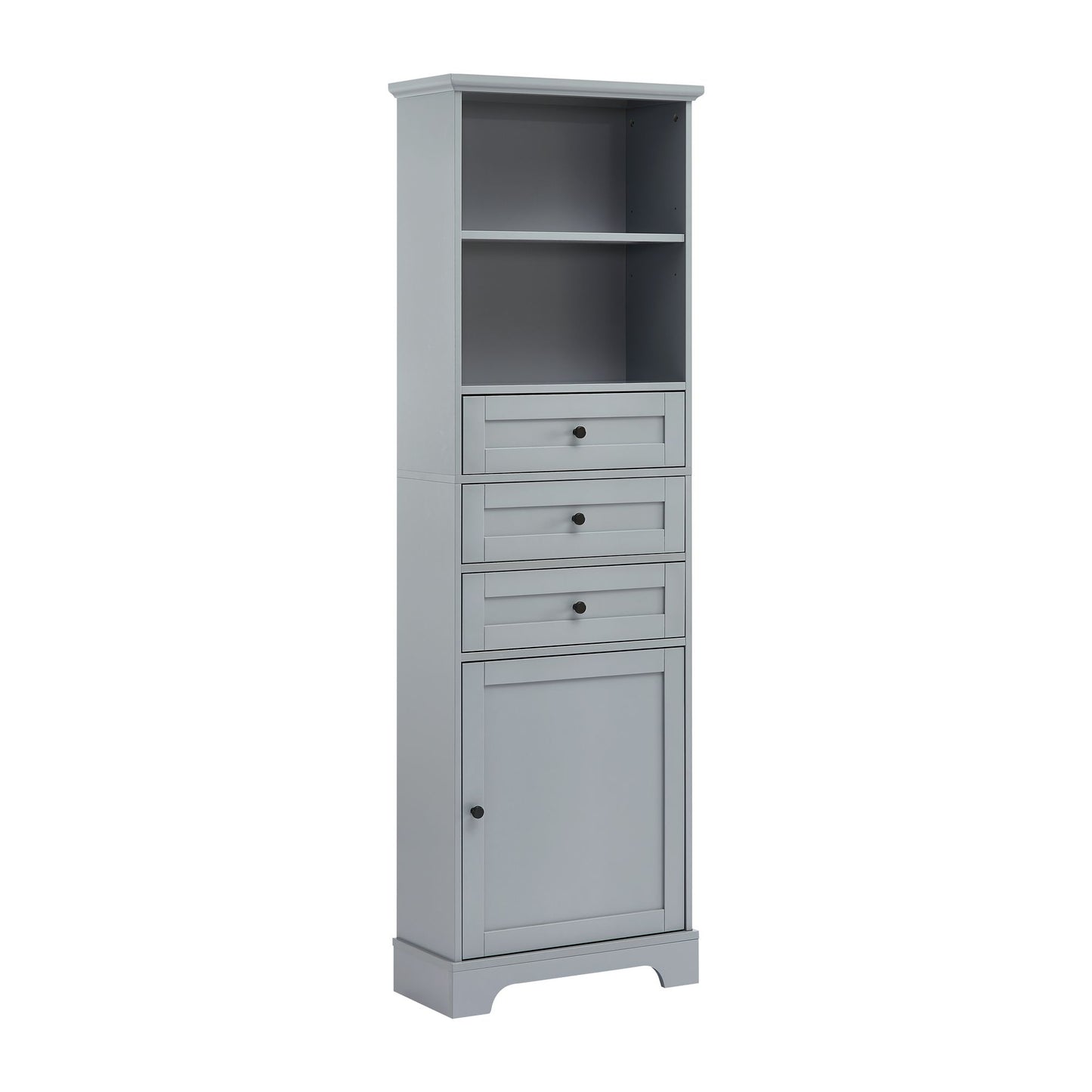 Tall Storage Cabinet with 3 Drawers and Adjustable Shelves for Bathroom;  Kitchen and Living Room;  MDF Board with Painted Finish