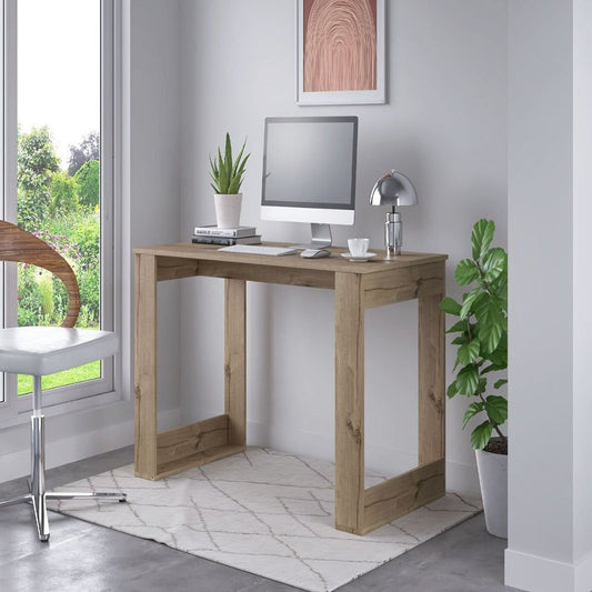 Computer Desk Albion with Ample Worksurface and Legs, Light Oak Finish