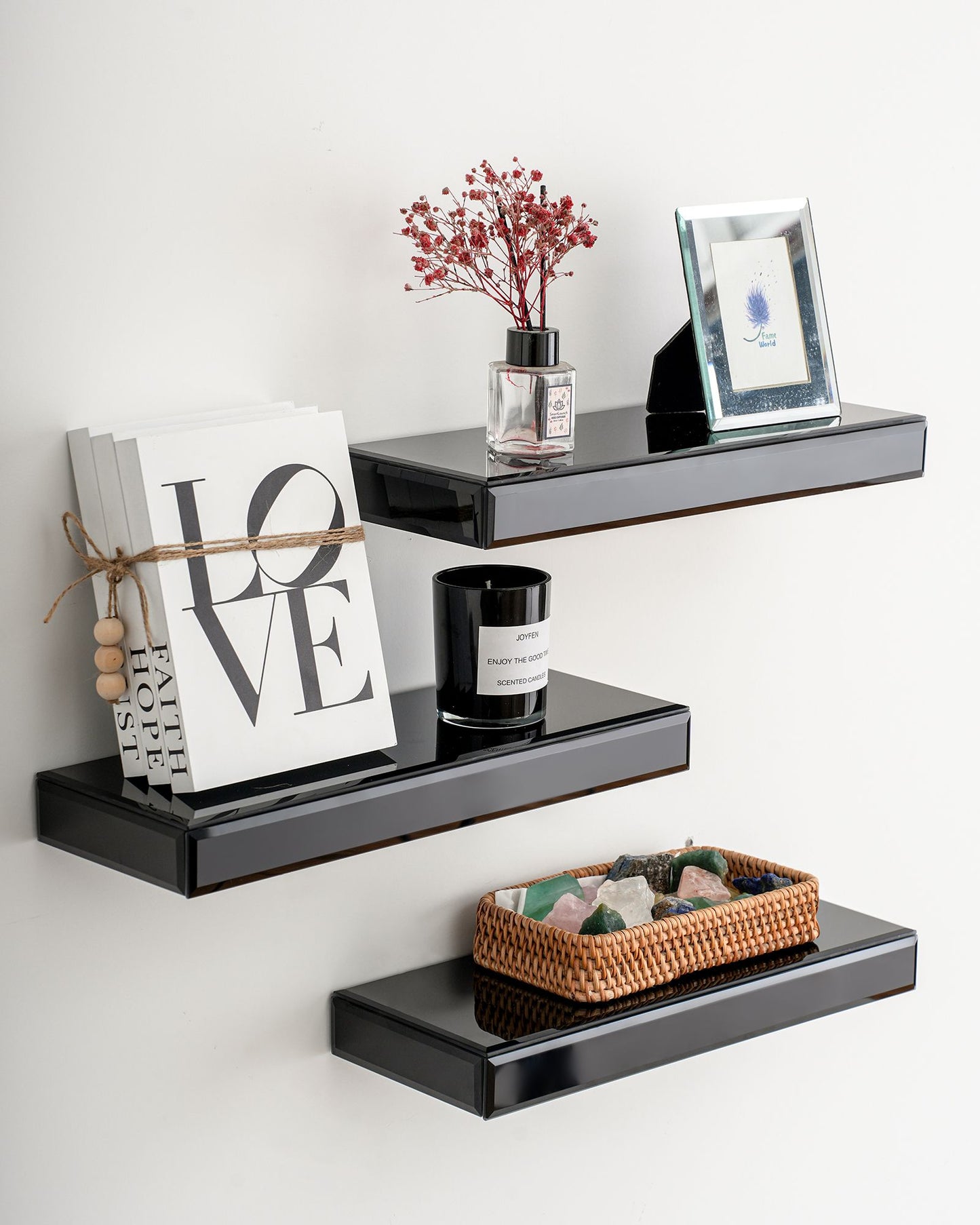 3 Piece Black Floating Shelf