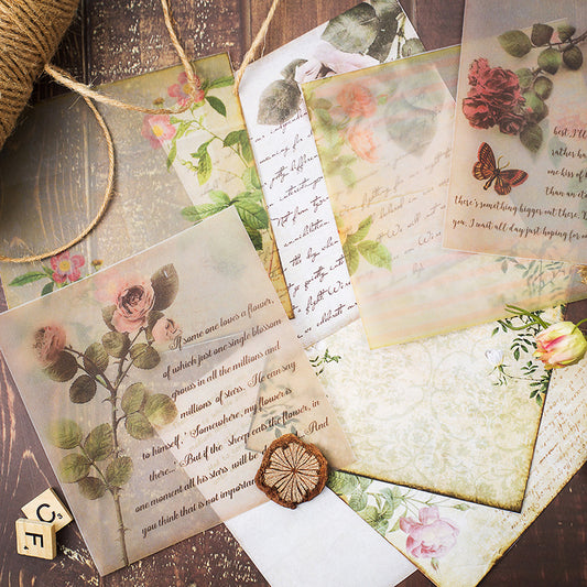 Large Size Vintage Journal Material Paper Flower Plant Base Background Music Score Journal Stickers